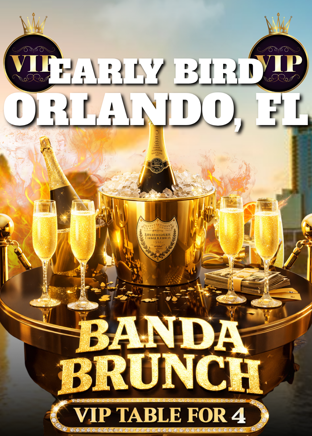 V.I.P TABLE ORLANDO - PURCHASE TICKETS SEPERATELY - 1 TABLE & 4 CHAIRS (EARLY BIRD)