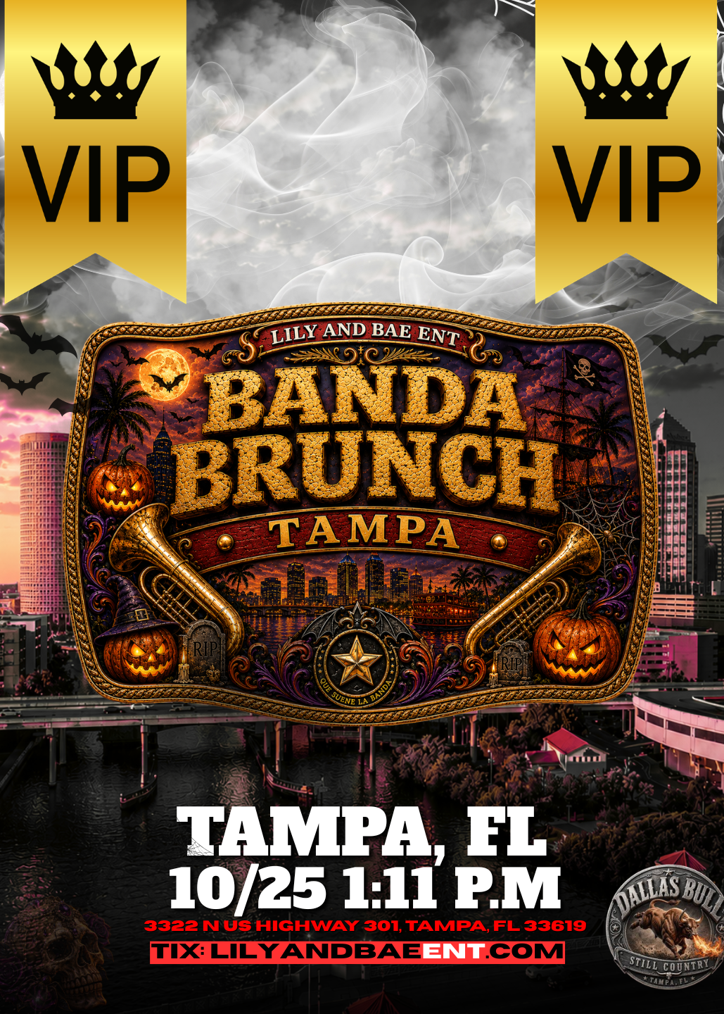 V.I.P TABLE RESERVATION - 10/25 TAMPA, FL - BANDA BRUNCH - Admission tickets are NOT included